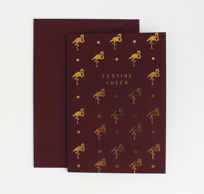 Festive Cheer Flamingo Greetings Card