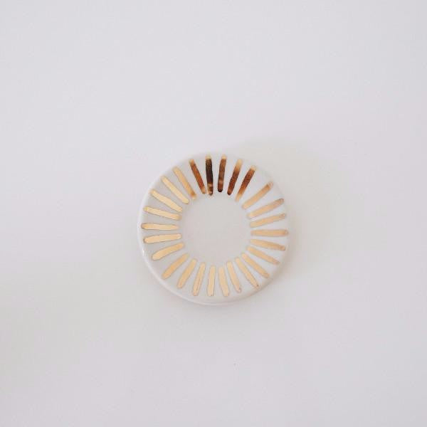 White + Gold Sunburst Ring Dish