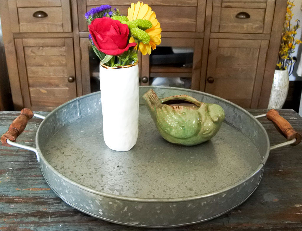 White + Gold Cylindrical Vase