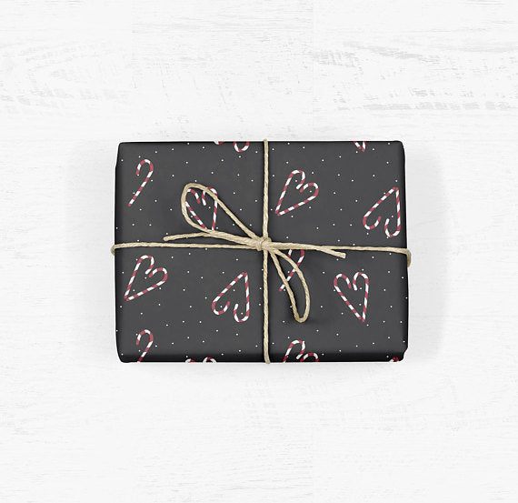 Double-sided Candy Cane Wrapping Paper