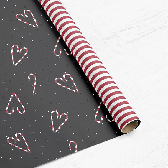 Double-sided Candy Cane Wrapping Paper