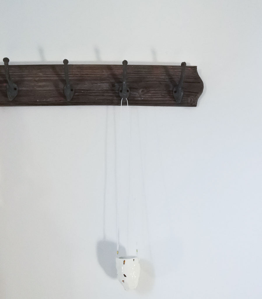 Hanging Facet Vessel with White Cord