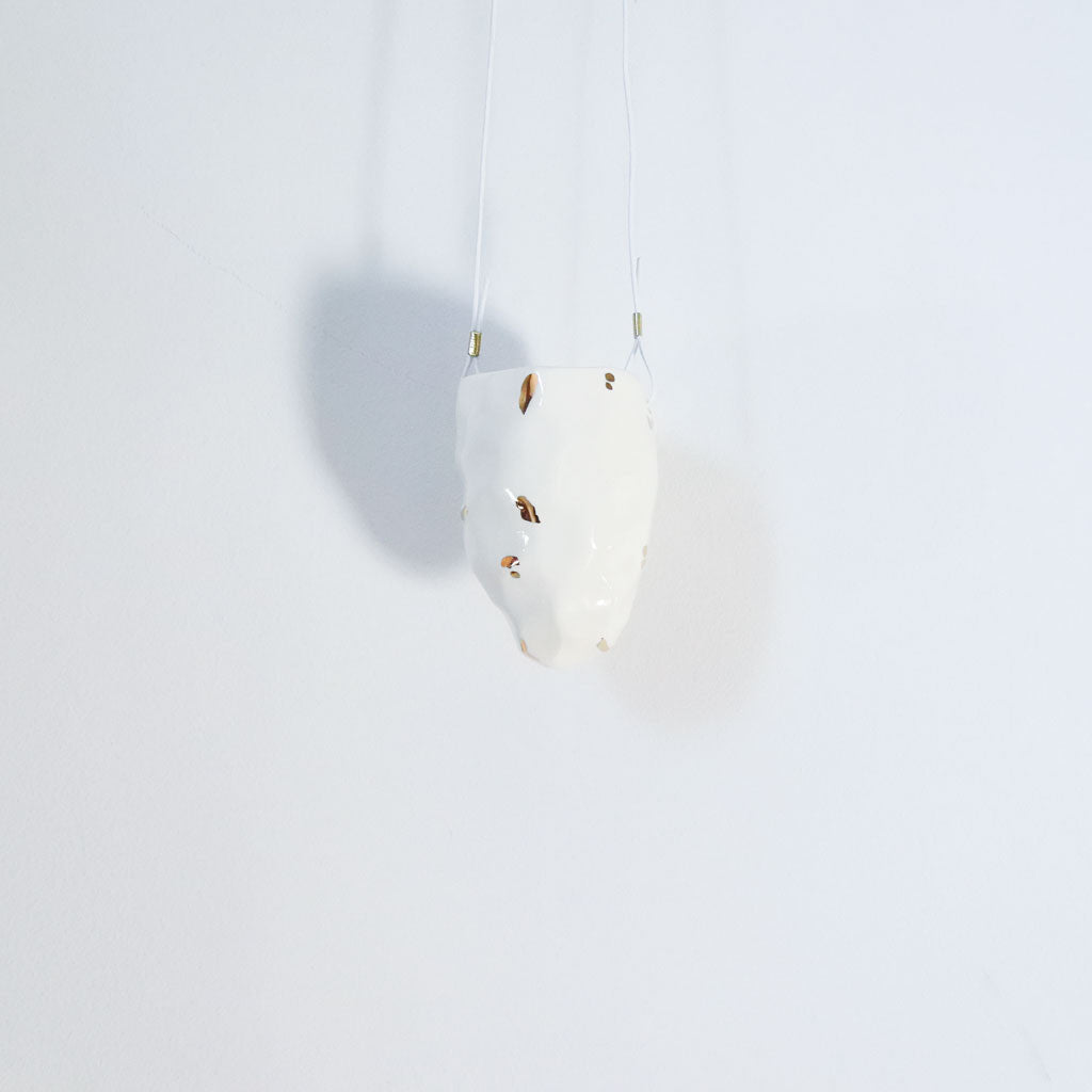 Hanging Facet Vessel with White Cord