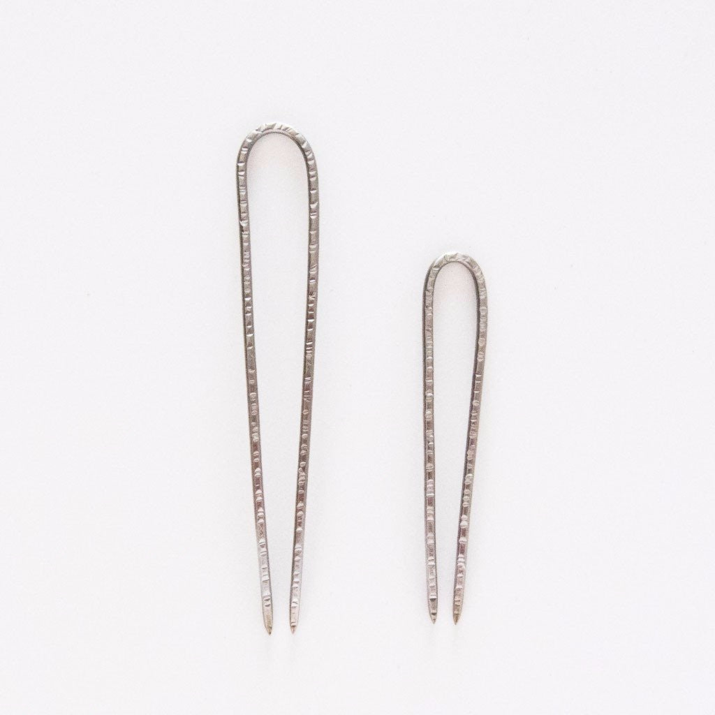 Hammered Silver Hairpin
